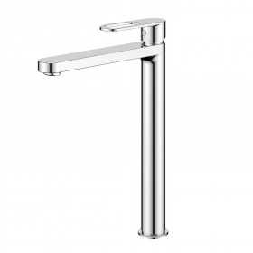 Miscelatore monocomando per lavabo canna alta in ottone serie One Hole con cartuccia da mm 25 piletta da 1.1/4