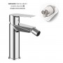 Miscelatore monocomando Diamond per bidet in ottone installazione rapida quickinstall con piletta click clack