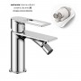 Miscelatore monocomando per bidet in ottone serie Sprint Hole con cartuccia da mm 25 piletta da 1.1/4