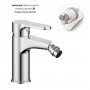 Miscelatore monocomando per bidet in ottone serie Blus con cartuccia da mm 35 piletta da 1.1/4
