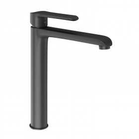 Miscelatore monocomando per lavabo canna alta in ottone serie Age con cartuccia da mm 35 nero opaco