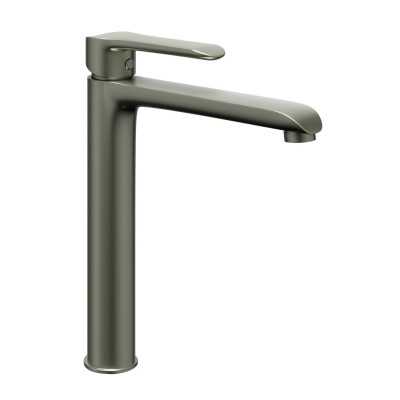 Miscelatore monocomando per lavabo canna alta in ottone serie Age con cartuccia da mm 35 nero opaco