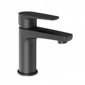 Miscelatore monocomando per lavabo in ottone nero opaco con cartuccia da mm 35 piletta da 1.1/4 serie Green
