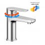 Miscelatore monocomando per lavabo in ottone cromo lucido con cartuccia da mm 35 piletta da 1.1/4 serie Green
