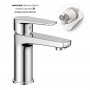 Miscelatore monocomando per lavabo in ottone cromo lucido con cartuccia da mm 35 piletta da 1.1/4 serie Green