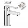 Miscelatore monocomando per lavabo in ottone con cartuccia da mm 35 piletta da 1.1/4 serie Blus