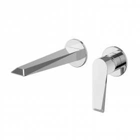 Miscelatore Diamond monocomando a due fori ad incasso a parete per lavabo nickel spazzolato con sistema install box