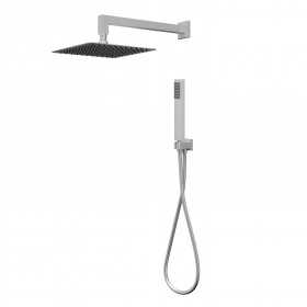 Kit Doccia Quadrato 250X250 Millimetri Acciaio Inox Spazzolato