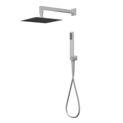 Kit Doccia Quadrato 250X250 Millimetri Acciaio Inox Spazzolato