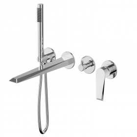 Set miscelatore monocomando vasca incasso a parete con doccetta serie Diamond
