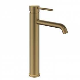 Miscelatore monocomando alto Jazz per lavabo in oro matt installazione rapida