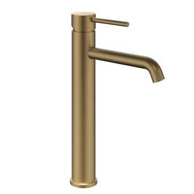 Miscelatore monocomando alto Jazz per lavabo in oro matt installazione rapida