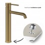 Miscelatore monocomando alto Jazz per lavabo in oro matt installazione rapida