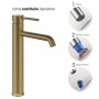 Miscelatore monocomando alto Jazz per lavabo in oro matt installazione rapida