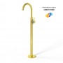 Stoccolma Rubinetto Mix Lavabo Miscelatore a Pavimento Ottone Finitura oro lucido PVD