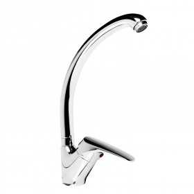 Miscelatore monocomando per lavello cucina con canna orientabile serie Noise cromato