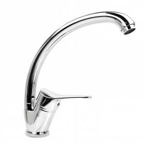 Miscelatore monocomando per lavello cucina con canna orientabile serie Cigno cromato