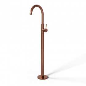 Stoccolma Rubinetto Mix Lavabo Miscelatore a Pavimento Ottone Finitura Oro Rosa PVD