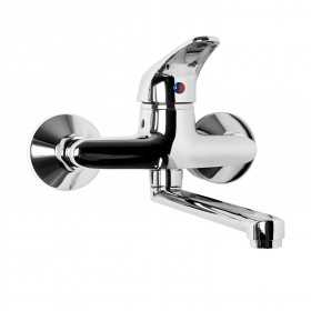 Miscelatore a muro da cucina serie Emme erogazione orientabile ottone cromato