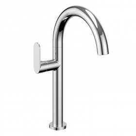 Miscelatore monocomando CANNA ALTA per lavabo con corpo in acciaio inox con cartuccia da mm 25 piletta da 1.1/4 ONE ART