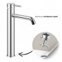 Miscelatore monocomando alto Jazz Art per lavabo in nickel spazzolato installazione rapida