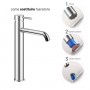 Miscelatore monocomando alto Jazz Art per lavabo in nickel spazzolato installazione rapida