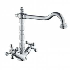 Rubinetto per lavello cucina con canna orientabile serie Old England con vitoni