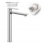 Miscelatore monocomando per lavabo canna alta in ottone serie SPRINT con cartuccia da mm 25 piletta da 1.1/4