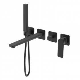 Set miscelatore monocomando vasca incasso a parete con doccetta serie Atlantic nero opaco