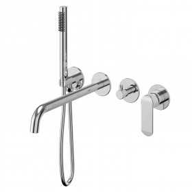 Set miscelatore monocomando vasca incasso a parete con doccetta serie Age cromo lucido