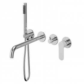 Set miscelatore monocomando vasca incasso a parete con doccetta serie Blus cromo lucido