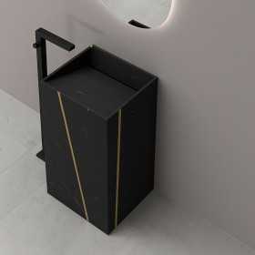 Lavabo Free Standing Lagoon in Art Stone Colore Nero e Nocciola Venato Lullaby 