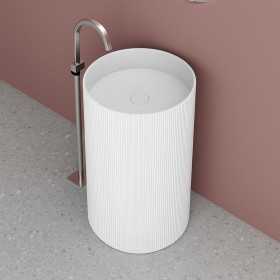 Lavabo Tondo Free Standing Midway in Art Stone Plisse Bianco Opaco Lullaby 