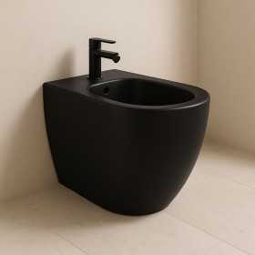 Bidet in Ceramica a Pavimento Colore Nero Opaco serie Bloom