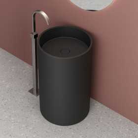 Lavabo Tondo Free Standing Isto in Art Stone Colore Nero Opaco Lullaby 