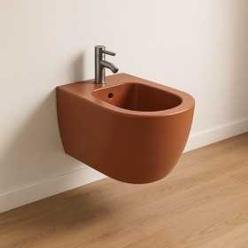 Bidet ceramica sospeso scarico a parete tabasco lucido serie Bloom
