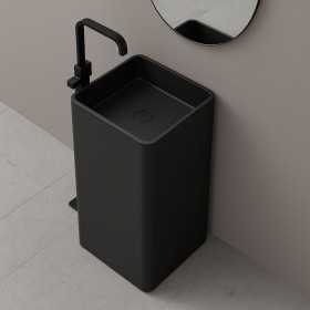 Lavabo Quadrato Free Standing Zuri in Art Stone Colore Nero Opaco Lullaby