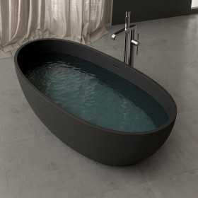 Vasca Free Standing Hulhule in Art Stone Colore Nero Opaco Lullaby