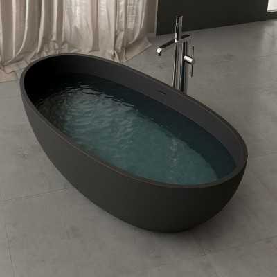 Vasca Free Standing Hulhule in Art Stone Colore Nero Opaco Lullaby