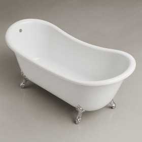 Vasca free Standing Creta in Acrilico Bianco Lucido con Piedini Cromo Lullaby 