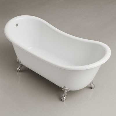 Vasca free Standing Creta in Acrilico Bianco Lucido con Piedini Cromo Lullaby 