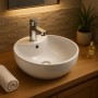 Nora Lavabo Appoggio Ceramica Tondo Bianco Lucido 46x46x17 cm 