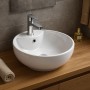 Nora Lavabo Appoggio Ceramica Tondo Bianco Lucido 46x46x17 cm 