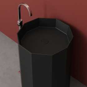 Lavabo Forma Decagonale Free Standing Howland in Art Stone Colore Nero Opaco Lullaby 