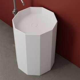 Lavabo Forma Decagonale Free Standing Howland in Art Stone Colore Bianco Opaco Lullaby