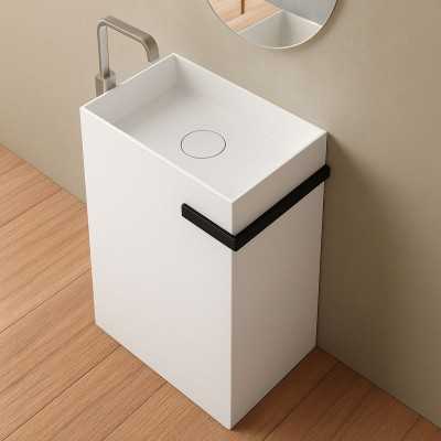 Lavabo Rettangolare Free Standing Bajo in Art Stone Colore Bianco Opaco Lullaby 