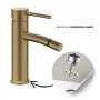 Miscelatore monocomando per bidet oro matt serie Jazz installazione rapida con piletta click clack
