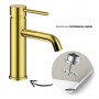 Miscelatore monocomando Jazz per lavabo in oro lucido installazione rapida