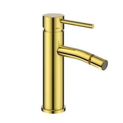 Miscelatore monocomando per bidet oro lucido serie Jazz installazione rapida con piletta click clack