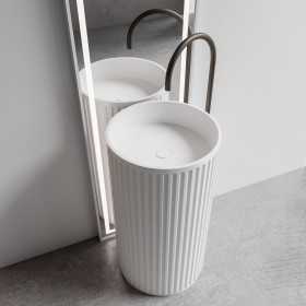 Lavabo tondo free standing Naridhoo bianco opaco plissè Lullaby